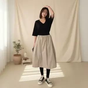 여성 밴딩 벌룬 절개 포인트 치마레깅스 스커트