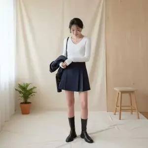 여성 부클 사이드 플리츠 미니 스커트 치마