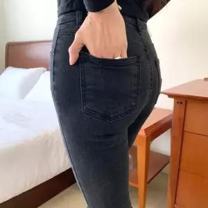 [다잇템] 여성 슬림 블랙진 나팔 속밴딩 바지 디자인