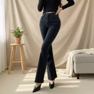 [다잇템] 여성용 나팔 히든밴드 슬림 블랙청바지 팬츠