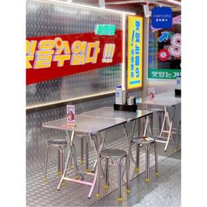홍콩 스타일 포장마차 투명 라탄체어 흰색 테이블 고기집 MZ118 음식 80x58CM