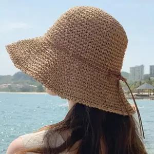 라피아햇 룩 리조트 여름 리본 햇빛차단 밀짚모자 왕골 원픽 와이어 바캉스 원픽