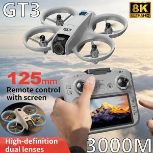 GT3 8k HD 듀얼 카메라 4.3인치 화면 원격제어 항공 촬영 광학 브러시리스 스마트 장애물 회피 RC 드론