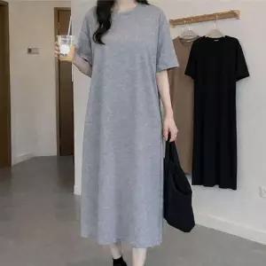 루즈핏롱원피스 여름반팔롱원피스 여름 데일리룩 반팔 루즈핏 여자 롱원피스