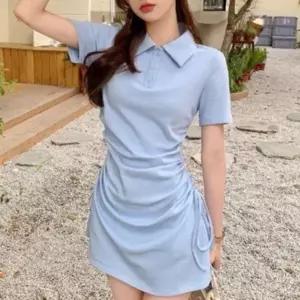 여성미니원피스 슬림핏 카라 여성 셔링 원피스 미니 셔링카라원피스 짧은 반팔 1P 여름 치마 캐주얼