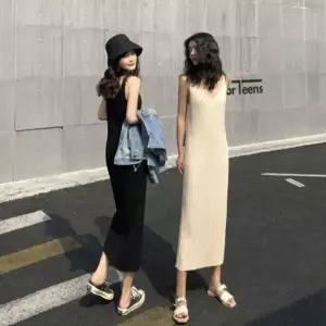 여성원피스 슬립 여름 원피스 나시 휴양지 링클 롱 여자원피스 브이넥 민소매