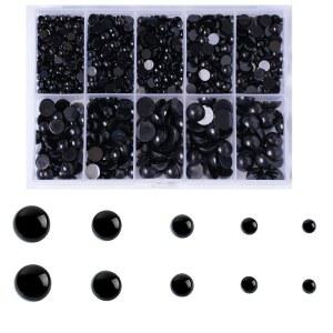 검은색 플라스틱 인형 눈 850개 세트 4mm 10mm 믹스 아미구루미 크로셰 제작용 플랫백 카보숑 버튼 눈알 공예 재료