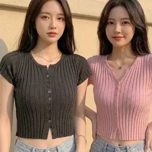 골지 크롭 데일리 니트티 여성니트 여성티셔츠 반팔 여름니트 여성반팔티셔츠
