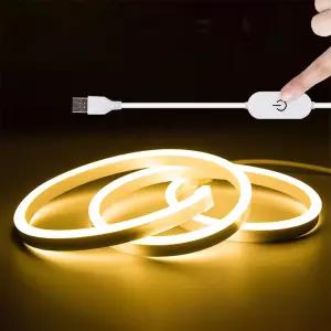 16.4피트 따뜻한 네온 라이트 스트립 방수 터치 컨트롤러가 장착된 5V USB LED 침실 파티 홈 데코를 위한