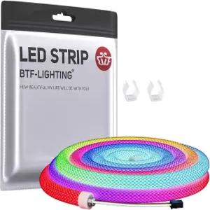 BTF-LIGING 3.2FT WS2811 IC RGB DC5V 360도 원형 망상 패턴 체이스 컬러 네온 LED 스트립 유연한 나일론