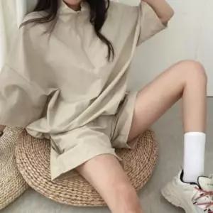여름 루즈핏 트레이닝 반집업 반팔 와이드 반바지 세트