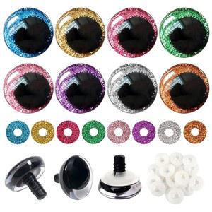 30mm 아미구루미 반짝이 안전 눈 16세트 8가지 색상 와셔 포함 곰 인형 제작용 코바늘 뜨개질 DIY 공예 눈알 부속