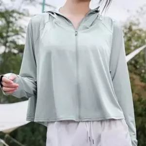 여성 등산 외출 골프 아웃도어 쿨링 햇빛 차단 핑거홀 크롭 바람막이 기능성 자켓 여름용
