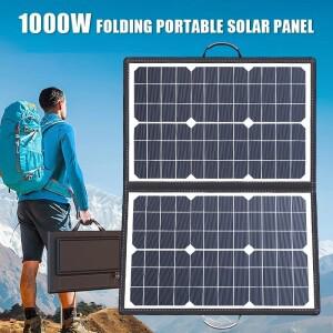 1000W 접이식 휴대용 태양광 발전소 18V 전원 키트 차량, 보트, 카라반, 캠핑, 가정용 충전기 포함
