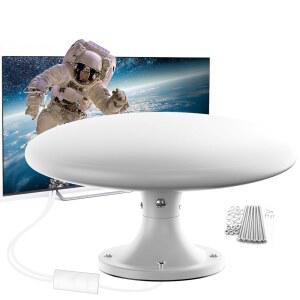 야외 TV 안테나 디지털 HDTV 안테나, HD 증폭 캠핑카, 보트(화이트)용 - 트럭 트레일러 카라반 RV
