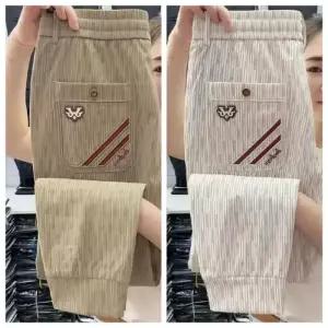 원더우면 팬츠 남성 여름 캐주얼 하의 멋스러운 스트라이프 두께감의 긴 OPH2