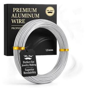 15게이지 알루미늄 공예 와이어 1.5mm 32.5피트 조각 주얼리 꽃 화환 제작용 구부릴 수 있는 금속 분재 교육