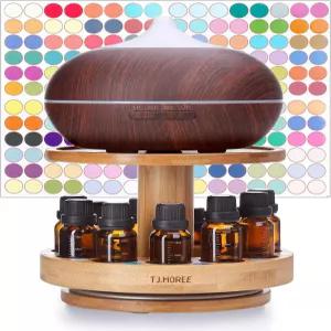 TJ.MOREE 대나무 디퓨저 홀더 캐러셀 - 보관할 수 있는 상부 트레이가 2단 높이 증가 랙 5ml 에센셜 오일
