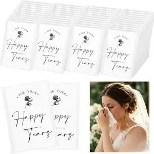 DORIS HOME 해피 티어 티슈 팩 48 카운트 결혼식 하객을 위한 3겹 개별 얼굴 예식 피로연 신부 샤워