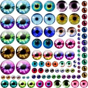 100PCS 30/25/20/16/12/8/6mm 다양한 혼합 사이즈 즈 유리 카보숑 점토 인형 만들기 소품 공예 DIY 발견