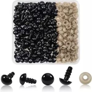 TOAOB 150pcs 9mm 검은색 플라스틱 안전 눈 공예 세탁기로 동물 인형 아미구루미스 크로셰 곰 만들기