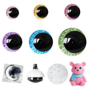 16-35mm 3D 글리터 안전 눈 168개 세트 와셔 포함 대형 아미구루미 인형 코바늘 뜨개질 곰 제작용 공예 눈알 재료 선물