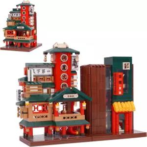 오이치 중국 스트리트 뷰 핫팟 샵 미니 빌딩 블록 MOC 건설 장난감 1006 PCS 시뮬레이션 아키텍처 창의적인