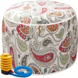 까치 원단 실내/외 풍선 스툴 오스만 푸프 발수 펌프 D20 xH9가 장착된 발 받침대 파티오 가든 여행 캠핑