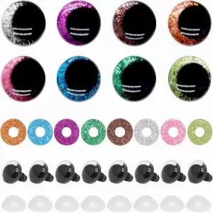 BUXIMN 16pcs 18mm 3D 글리터 안전 눈 세탁기로 뜨개질하기 위한 공예 DIY 인형 제작 용품을 동물