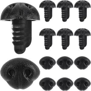 GORYCRAFT 50개 플라스틱 개코 15mm 검은색 안전 인형 코 공예품 나사 테디 베어 동물 코바늘 만들기