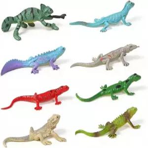 8PCS 플라스틱 도마뱀 작은 파충류 동물 장난감 파티용 소프트 모델 테라리움 장식 및 수집가