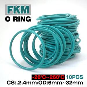 10Pcs 녹색 FKM 불소 고무 링 CS 2 4mm OD 6mm 32mm 고온 내유성 내화학성 정밀 씰링