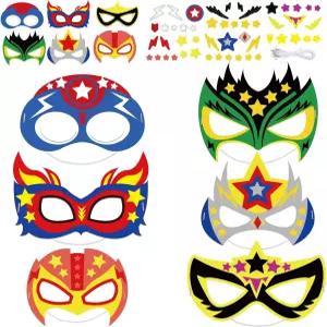 치아젤타 24팩 마스크 나만의 슈퍼 테마 히어로 크래프트 키트 DIY 종이 홈 클래스룸 게임 활동 파티에서