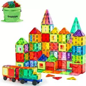 도피예 132 PCS 마그네틱 타일 빌딩 블록 2대 3세 4 5 6 7 8 9세 용 STEM 교육용 몬테소리 장난감 남학생용