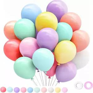 들 생일 여름 파티 하와이 위한 무지개 풍선 100개 12인치 파스텔 다양한 색상의 다채로운 마카롱 라텍스