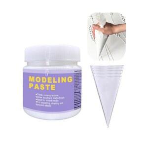 아크릴 모델링 페이스트 3D 아트 텍스처 페이스트 9.88온스/280ml, 목재 / 티셔츠 / 유리 / 돌, 조각 재료 빠르게 건조되는 게소 대체 DIY 공예 프로젝트(가방 포함 모델링 페이스트)에 이상적입니다