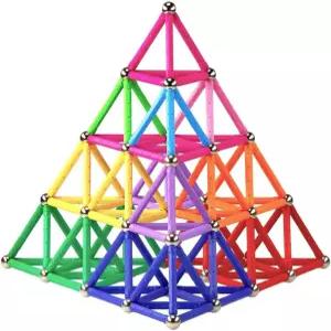 퍼니핀즈 165PCS 마그네틱 빌딩 블록 장난감 2.3인치 자석 스틱 및 비자성 볼 세트 게임 보관 가방 포함 3D
