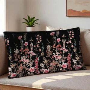 MAG 2Pc 꽃 필로우케이스 퀸 사이즈 20 *30 블랙 및 핑크 기반 슈퍼 소프트 마이크로파이버 여성 남성