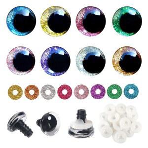 20mm 아미구루미 원형 코바늘 뜨개질 눈 48세트 8가지 색상 와셔 포함 인형 동물 제작용 DIY 공예 눈알 부속품 재료