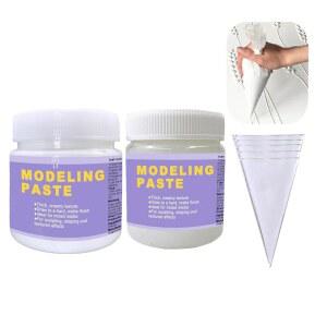 텍스처 아트용 매트 젤 매체가 포함된 두꺼운 모델링 페이스트 21.16온스/600ml, 3D 조각 그림 스텐실 페인팅용 투명 아크릴 페인트 페이스트, 나무 / 티셔츠 / 유리 / 돌에 이상적입니다