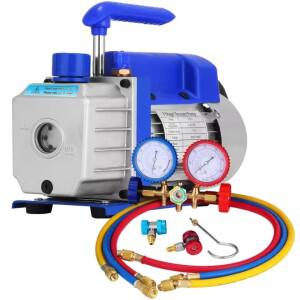 1.8CFM 1/4HP 냉매 진공 펌프 키트 HVAC 단일 자동차 에어컨용 매니폴드 게이지 포함