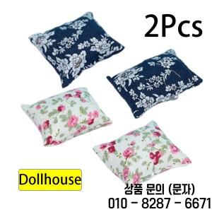 인형 집 1/12 미니어처 가구 장난감에 대 한 소파 2PCS 귀여운 꽃 베개 쿠션