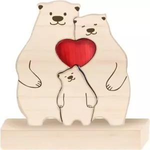 곰 가족 나무 퍼즐 장식 표지판 테마 아트 이름 조각 엄마 부모님 홈 데코 어머니의 날 집들이 선물 3인