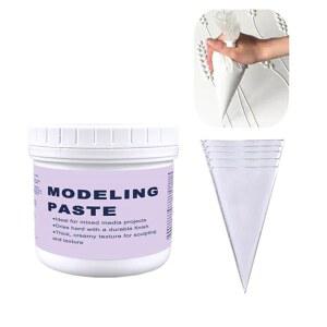 17온스/500ml 흰색 모델링 페이스트, 스퀴지 백 5개 포함, 질감, 두께, 3D 아트 텍스처 페이스트, 캔버스 페인트, 아트 프로젝트, DIY 3D 효과 아크릴 페인팅에 이상적입니다