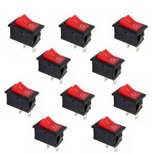 10Pcs KCD1 보트 로커 스위치 6A 250V 2 핀 스냅 레드 블랙 토글