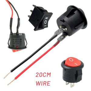 미니 로커 스위치 ON-OFF 12V 6A/250V 사전 배선 리드 포함 20cm 자동차 RV 해양용
