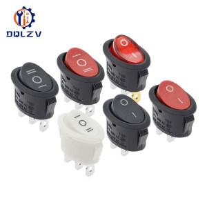 KCD1 타원형 로커 스위치 3/2핀 10A 전원 6A 250V ON-OFF-ON 보트형 빨간색
