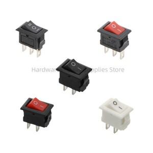푸시 버튼 스위치 10x15mm SPST 2/3Pin 3A 250V KCD11 스냅인 on-off 미니 로커 검정색 빨간색 및 흰색