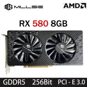 MLLSE AMD RX 580 8GB 2048SP 게임용 그래픽 카드 GDDR5 256Bit PCIE 3.0 16 8Pin Radeon G 비디오 Placa