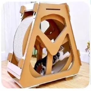 고양이 캣휠 스크래쳐 겸용 휠 운동용 장난감 원형 런닝머신 캣타워 캣폴 원목